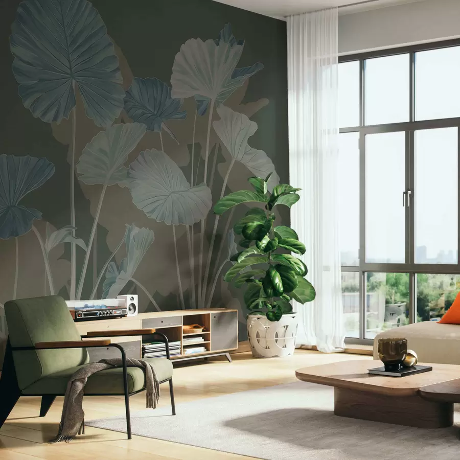 Fotobehang Tuin met geschilderde lotussen w05364v3