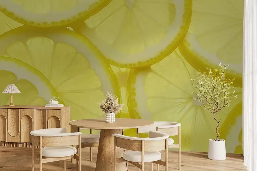 Fotobehang Citroenschijfje Textuur w05351