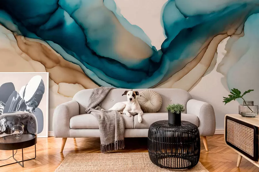 Papier peint photo texture abstraite dans le style de l'encre à alcool w05238