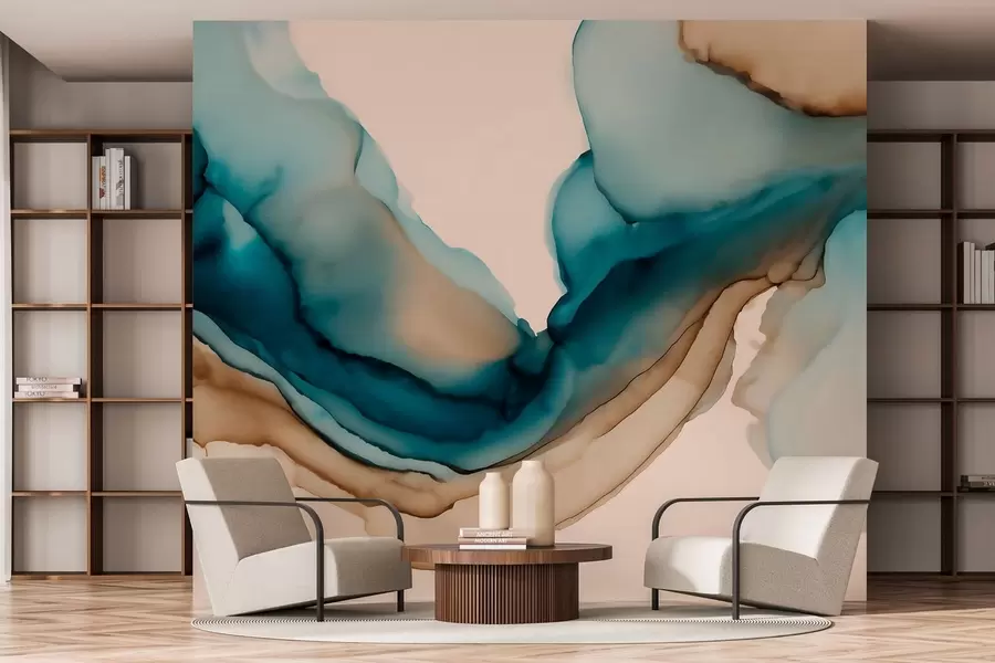 Fotobehang abstracte textuur in alcoholinktstijl w05238