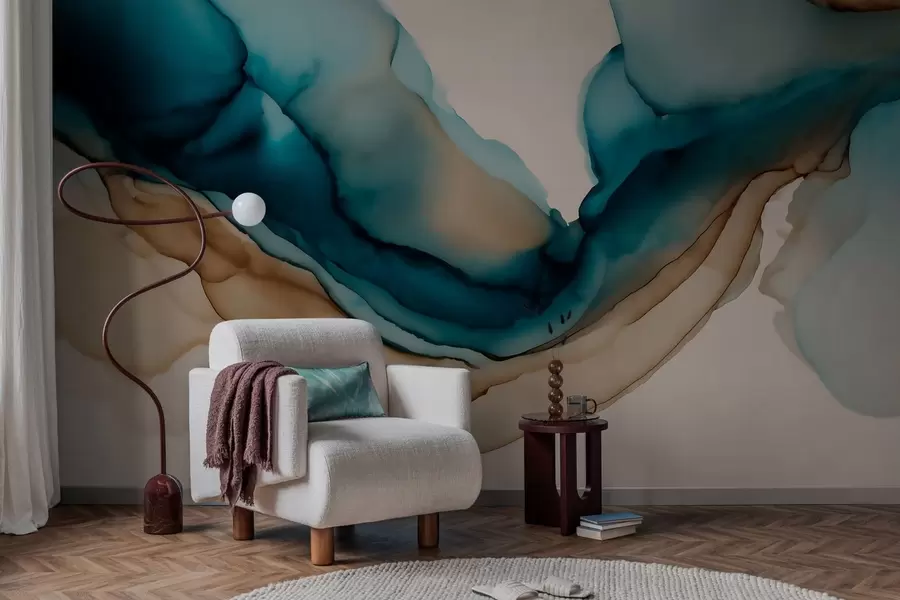 Fotobehang abstracte textuur in alcoholinktstijl w05238