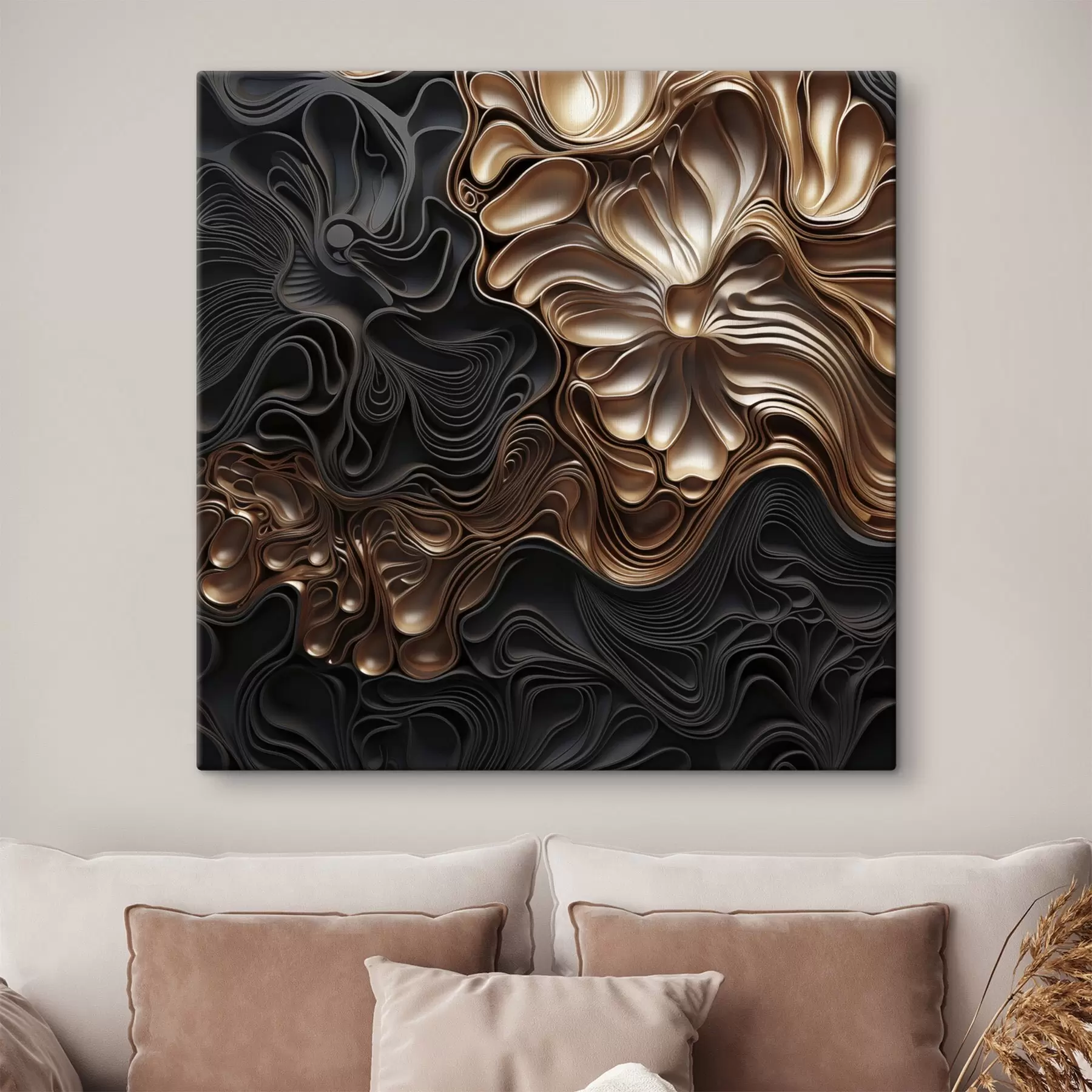  Peintures Des formes sombres, abstraites, fluides et organiques, qui composent une œuvre d'art moderne riche en textures s48383