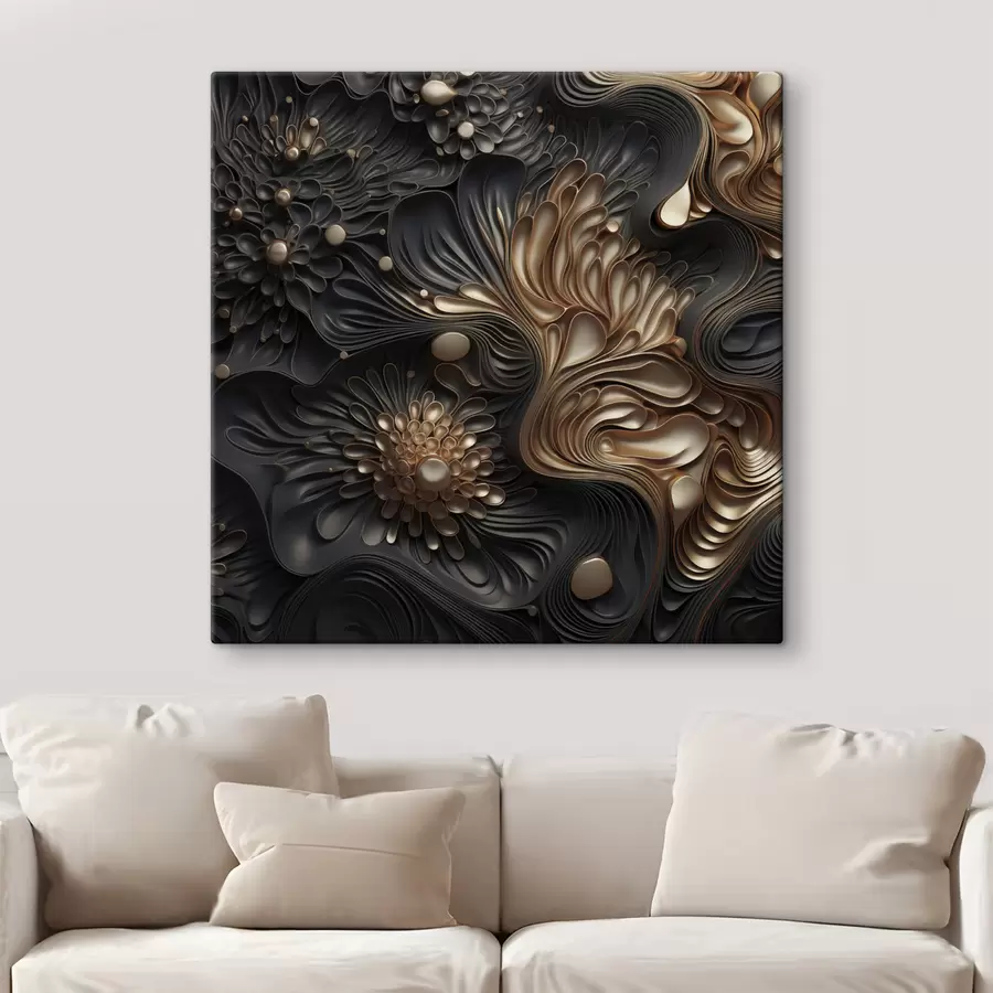  Peintures Des formes sombres, abstraites, fluides et organiques, qui composent une œuvre d'art moderne riche en textures s48384