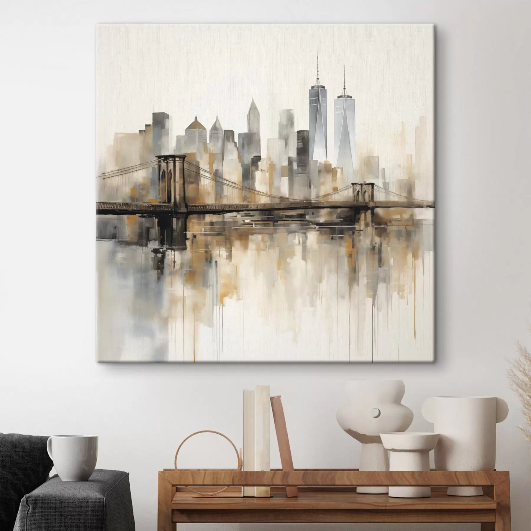 Papier peint photo Silhouette urbaine abstraite, style aquarelle s48406