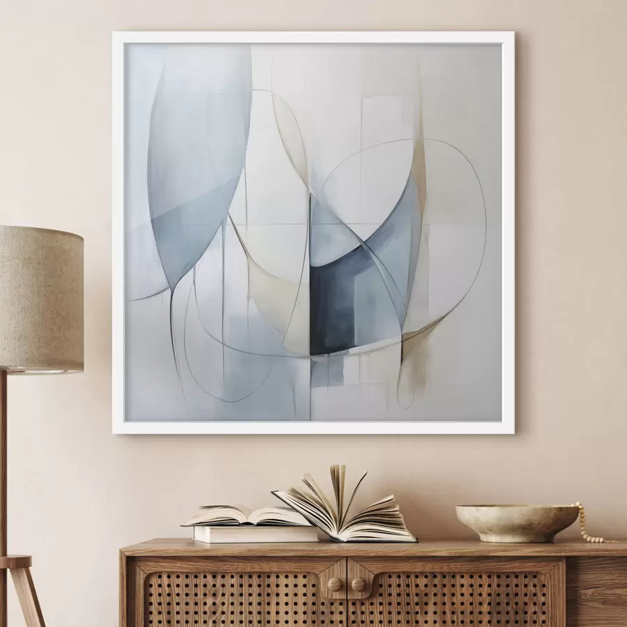 Papier peint photo Composition abstraite et minimaliste composée de formes bleues et beiges f48404