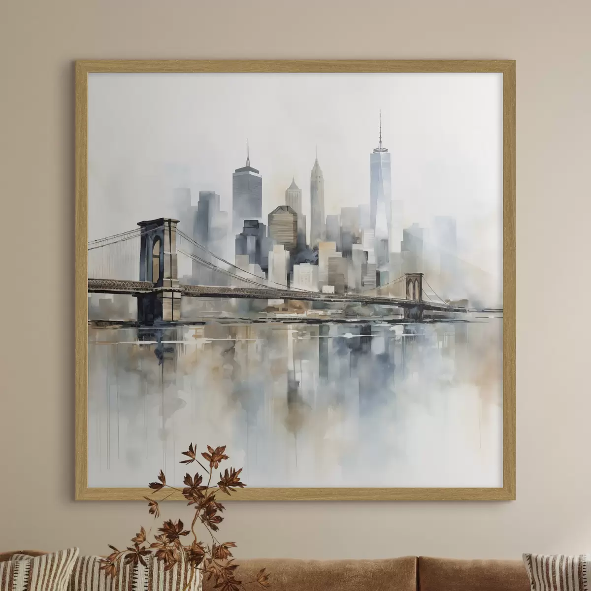 Affiche Silhouette urbaine abstraite, style aquarelle f48405