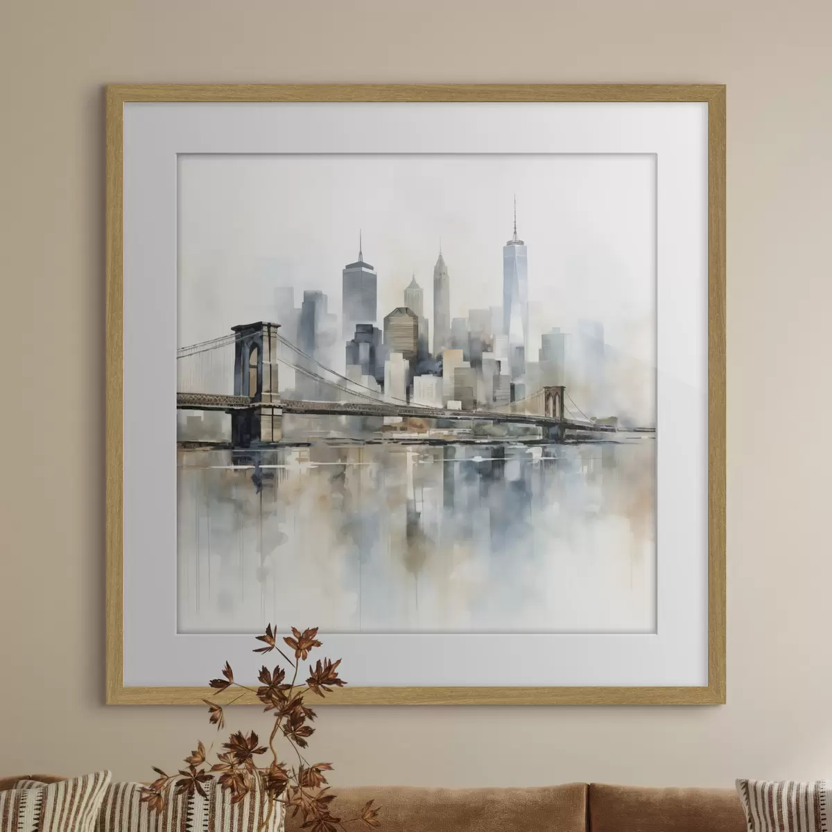 Affiche Silhouette urbaine abstraite, style aquarelle f48405