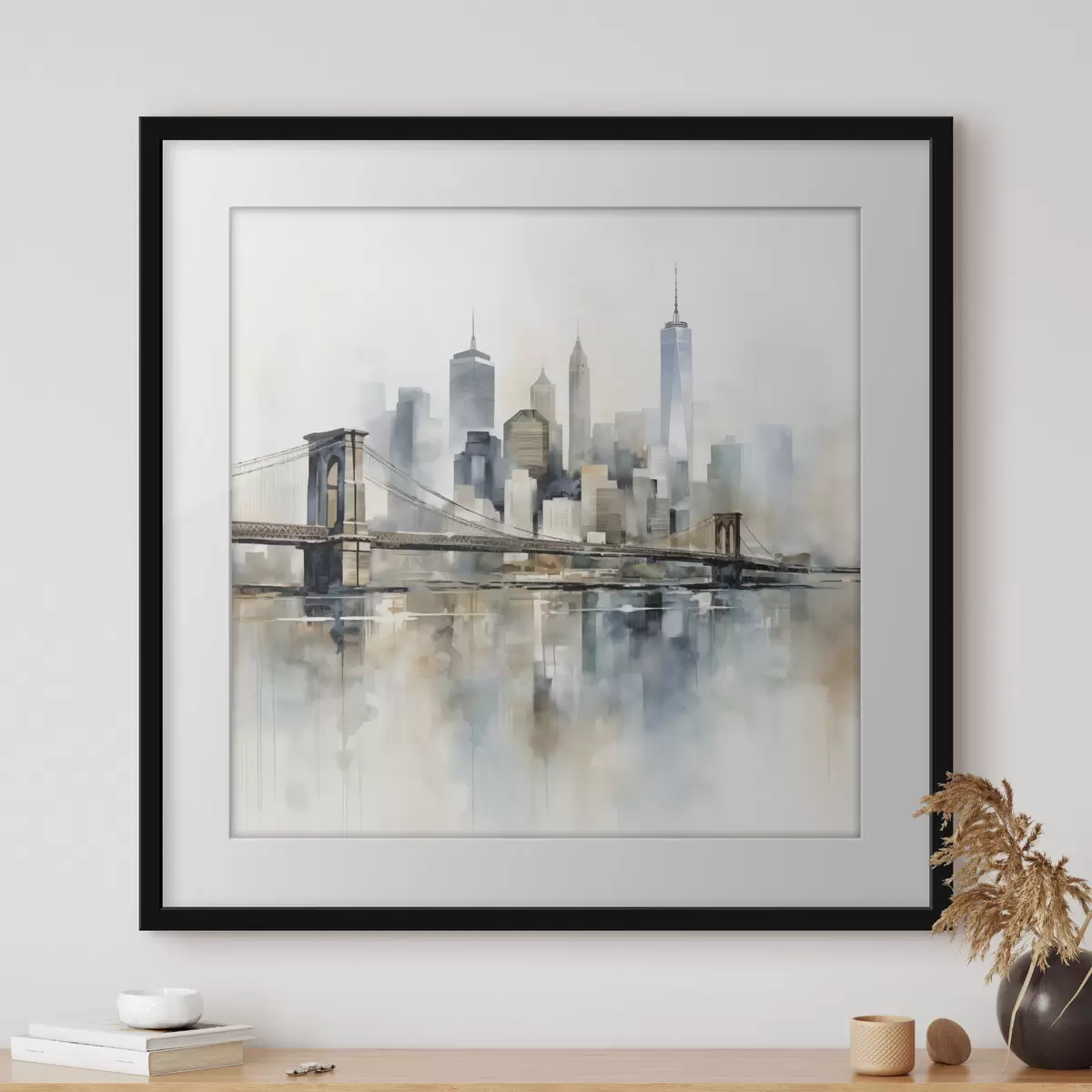 Affiche Silhouette urbaine abstraite, style aquarelle f48405