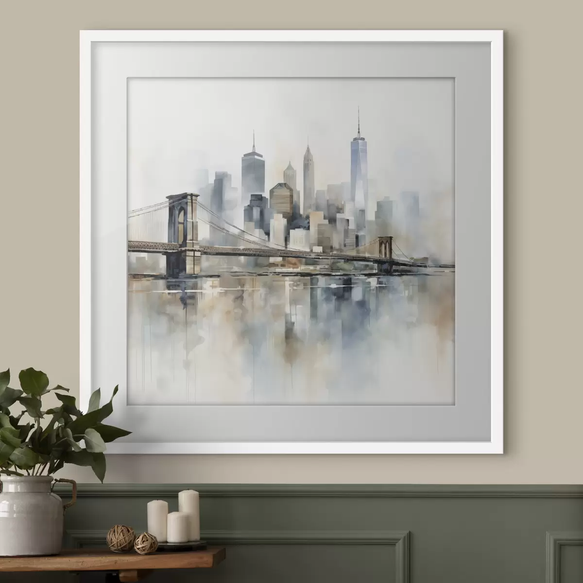 Affiche Silhouette urbaine abstraite, style aquarelle f48405