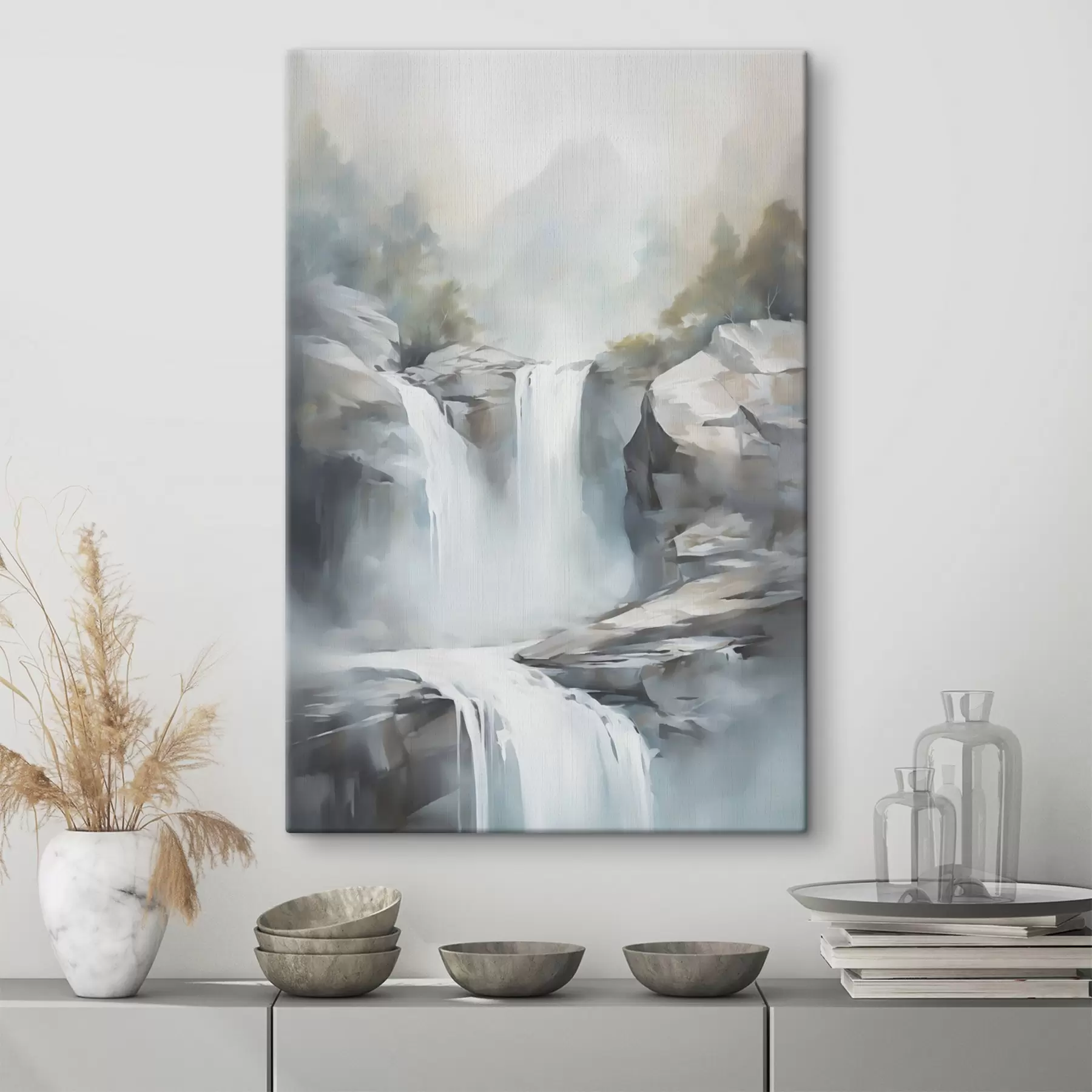 Fotobehang Schilderij met een watervalmotief s48416