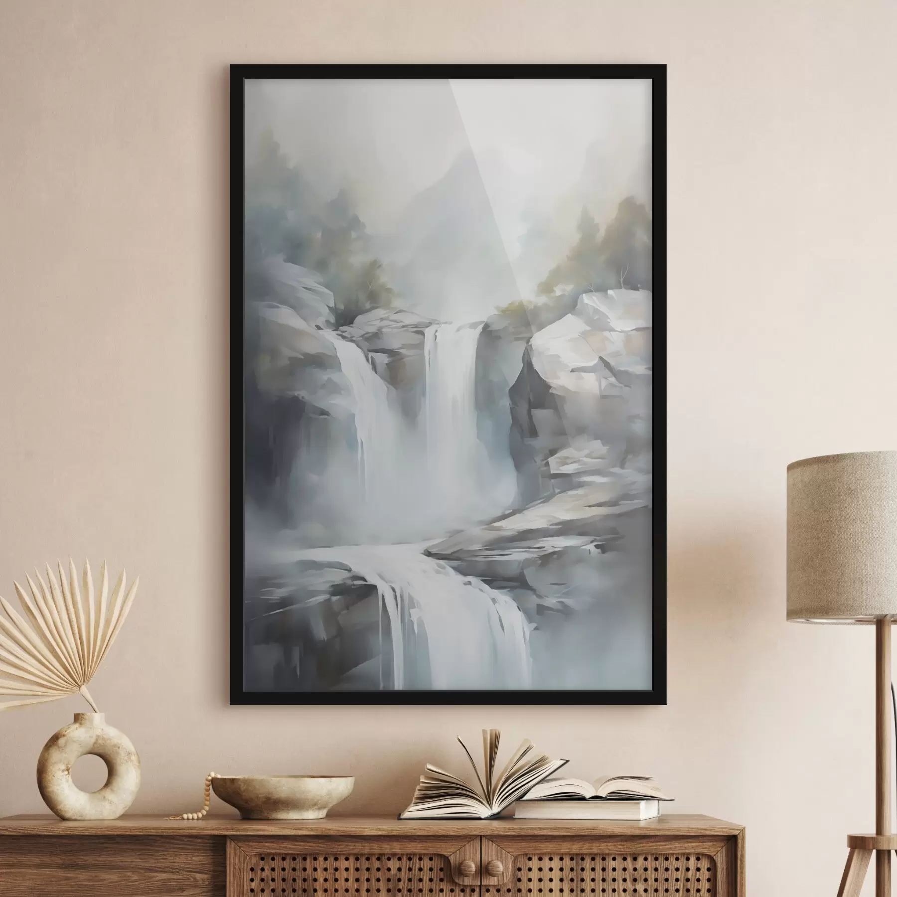 Fotobehang Schilderij met een watervalmotief f48416