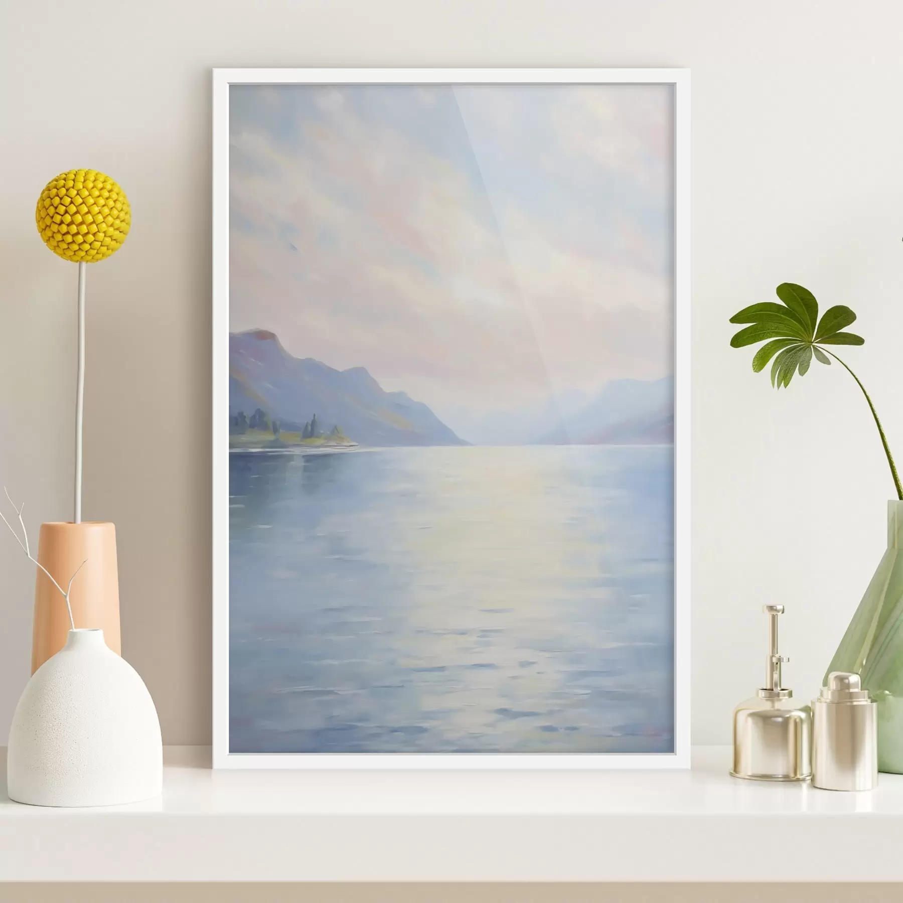 Papier peint photo Reproduction d'un tableau représentant un lac f48424