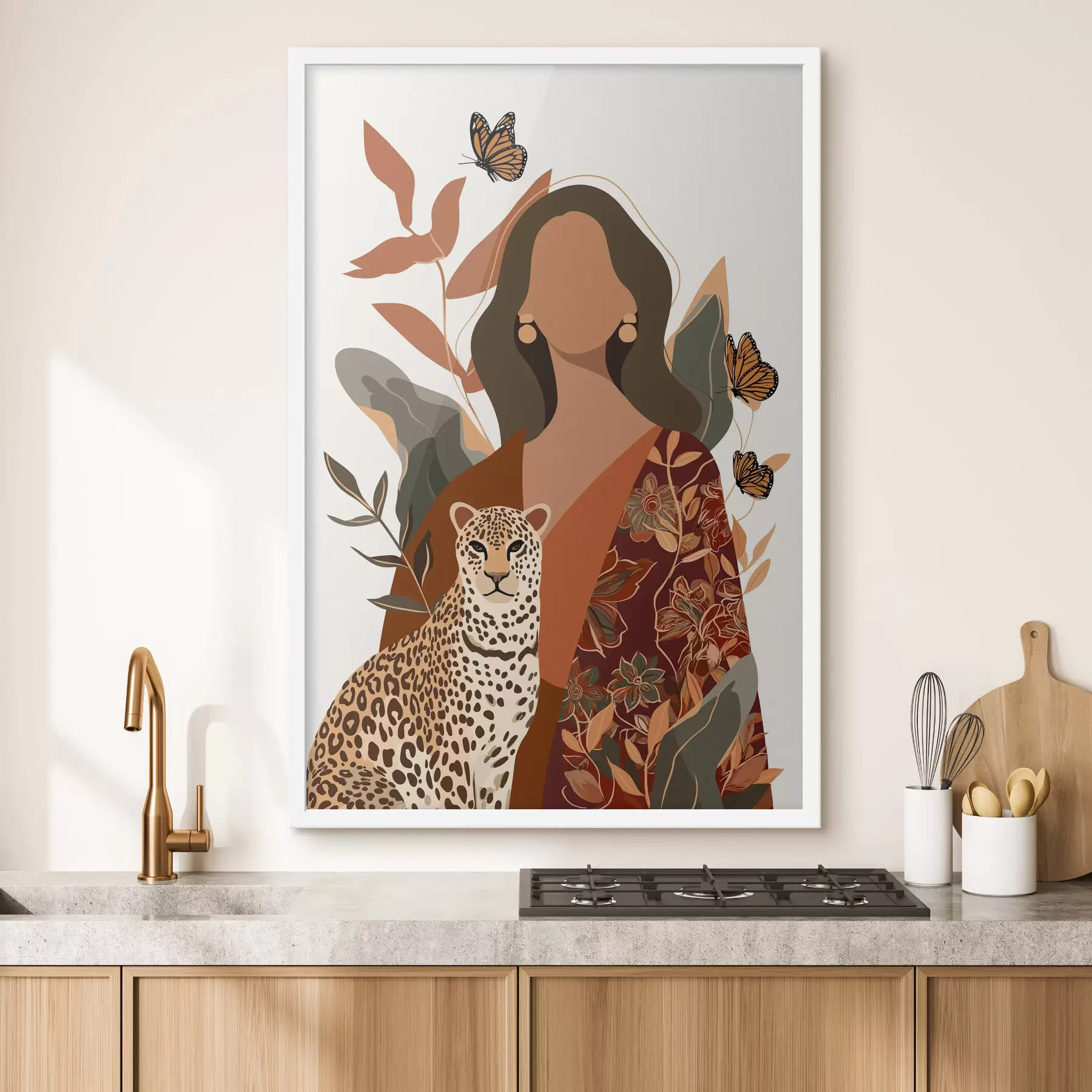 Fotobehang Vrouw in een outfit met patronen f48434