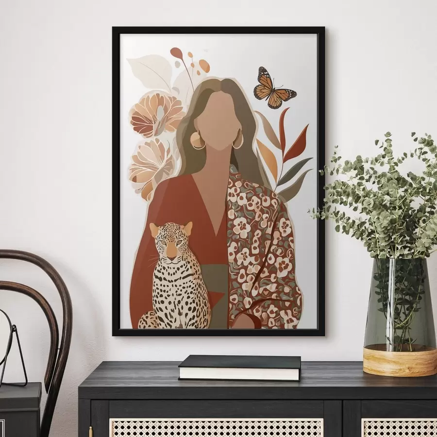 Papier peint photo Femme sur fond floral f48435