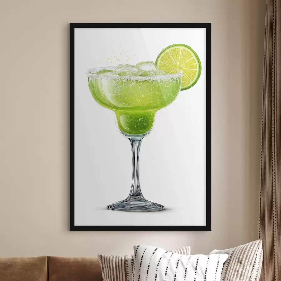 Papier peint photo Verre à cocktail avec une rondelle de citron vert f48445