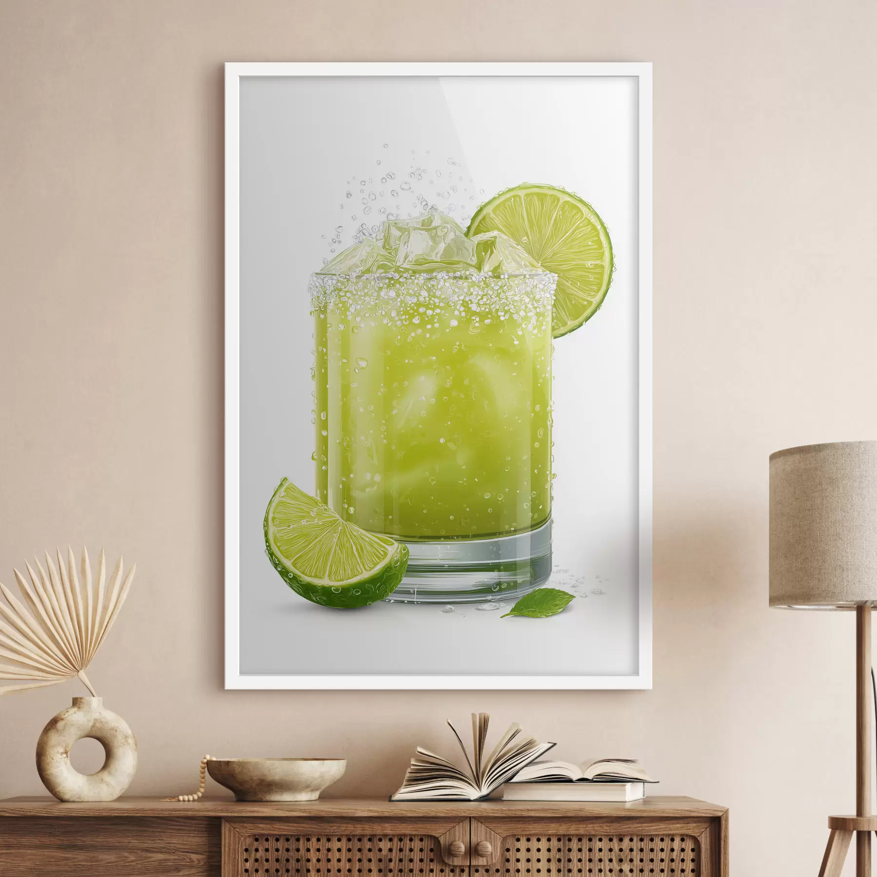  Peintures Boisson au citron vert dans un verre f48446