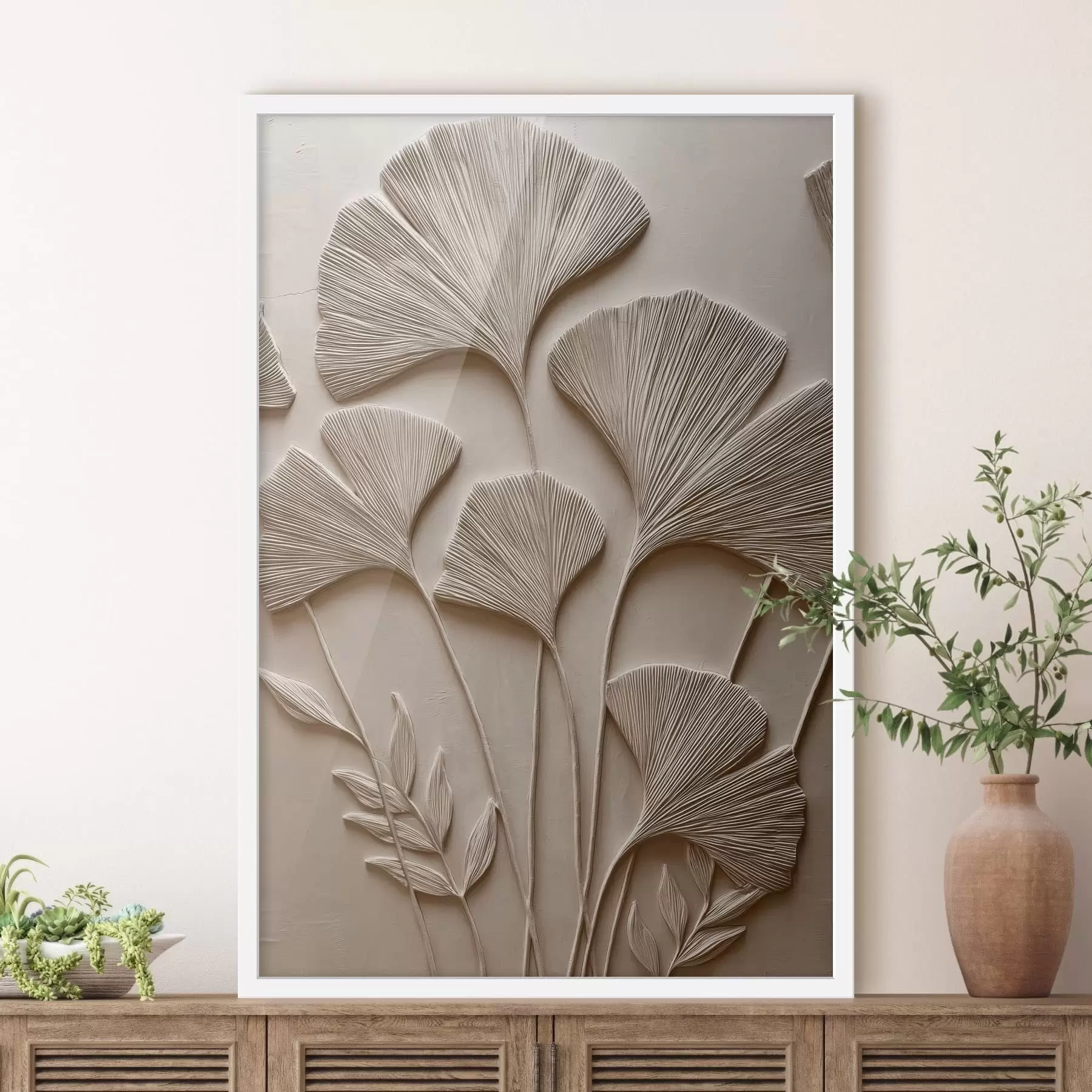 Fotobehang Decoratief bladreliëf f48448