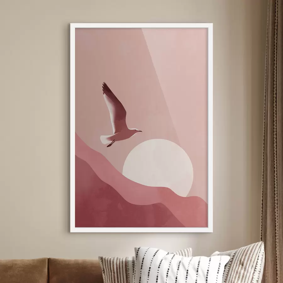 Papier peint photo Un oiseau dans le ciel au coucher du soleil f48453