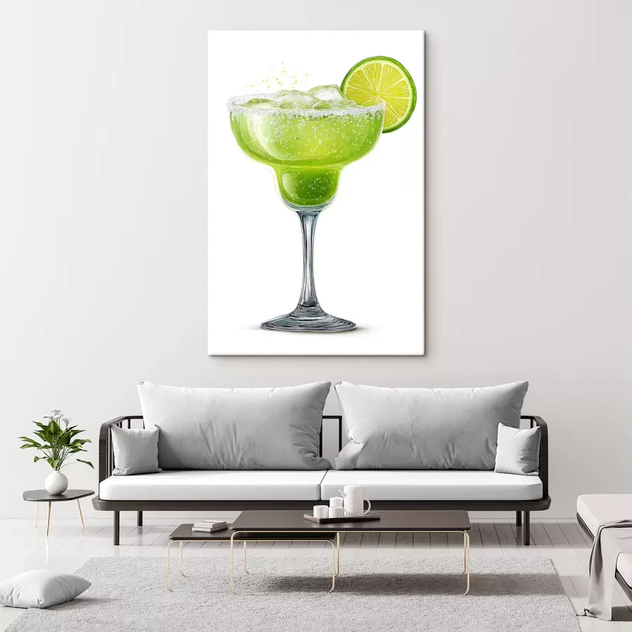  Peintures Verre à cocktail avec une rondelle de citron vert s48445
