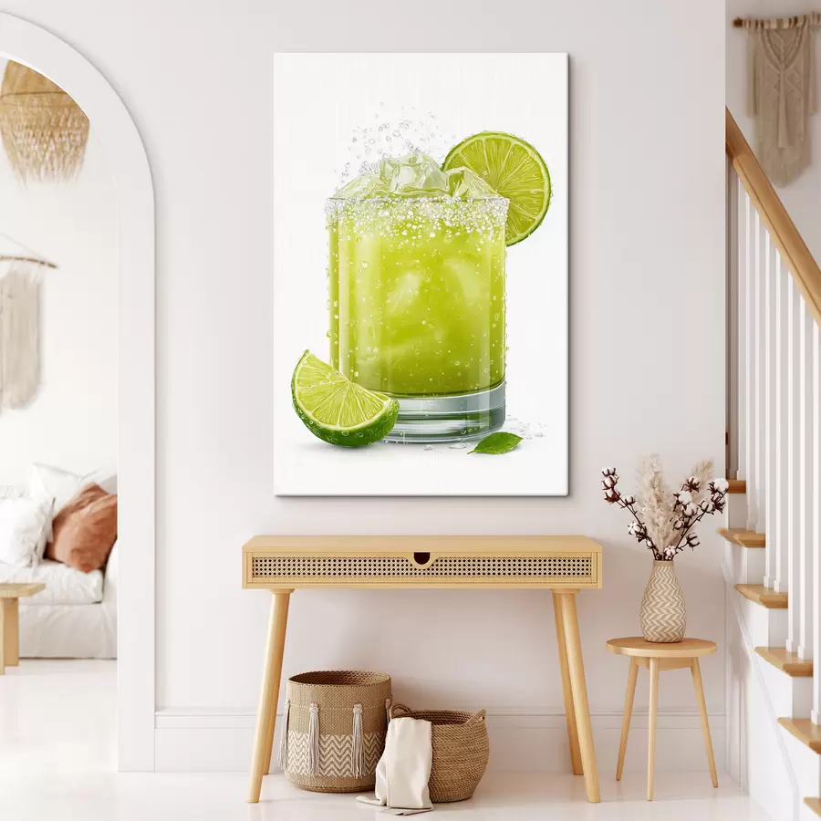  Peintures Boisson au citron vert dans un verre s48446