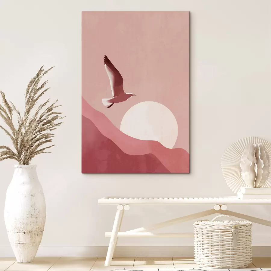  Peintures Un oiseau dans le ciel au coucher du soleil s48453