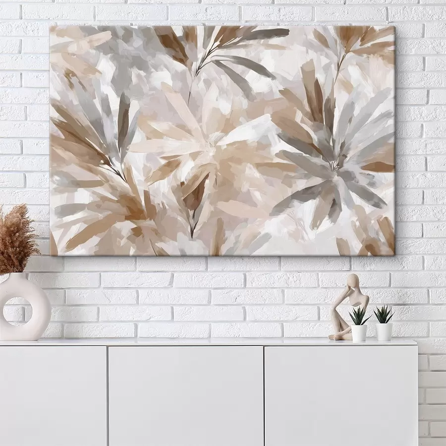 Fotobehang Abstracte beige bloemen, kunst met textuur s48483