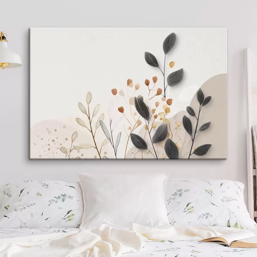 Fotobehang Plantkunde, minimalisme, beige bladeren s48485