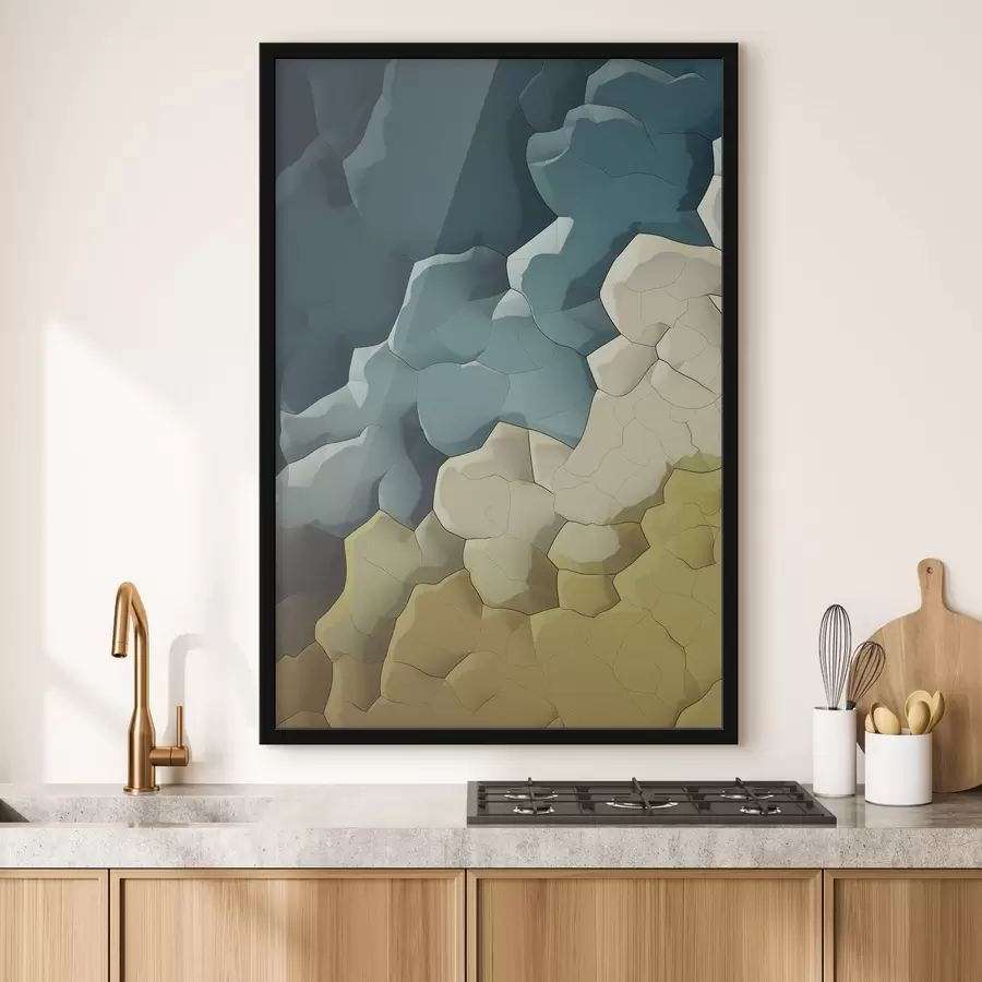 Papier peint photo Abstraction beige et turquoise, art géométrique f48477