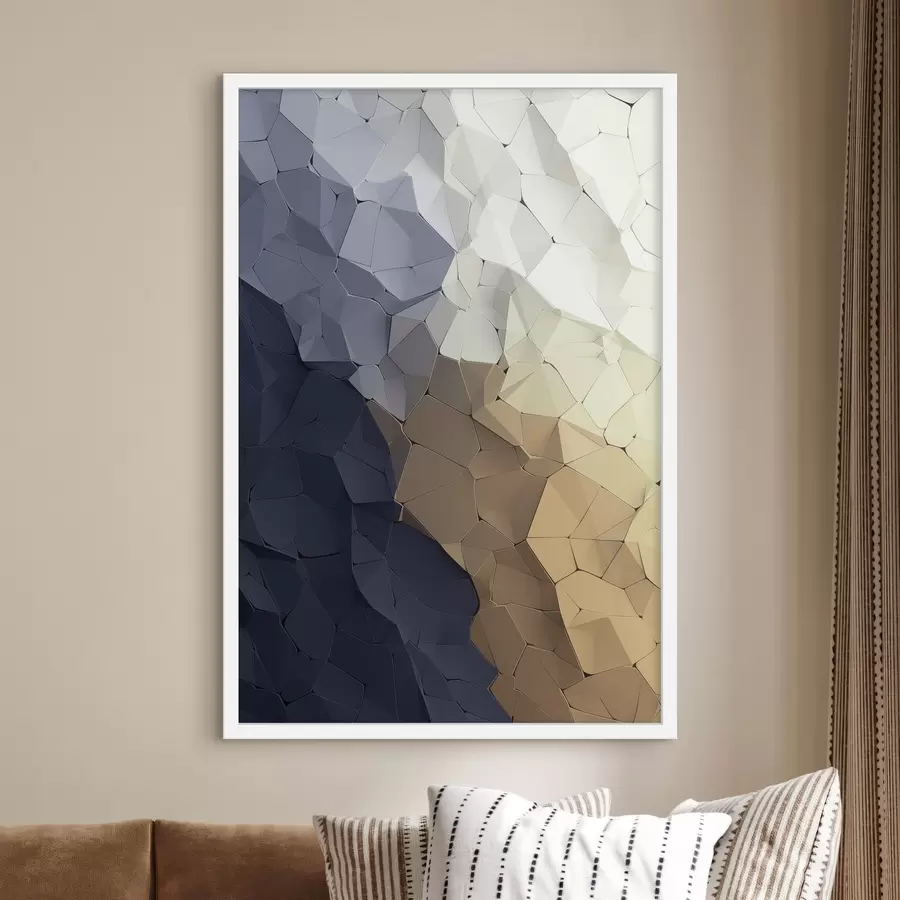 Papier peint photo Abstraction géométrique dans des tons beige et graphite, œuvre d'art moderne texturée f48478