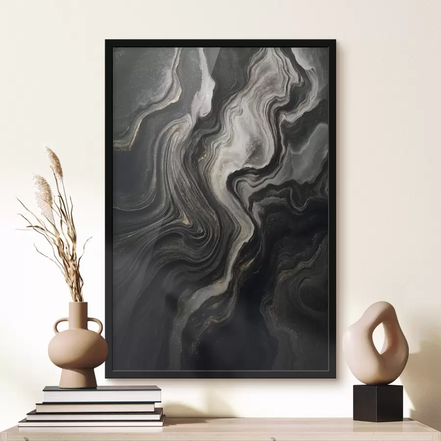 Papier peint photo Marbre noir veiné f48482