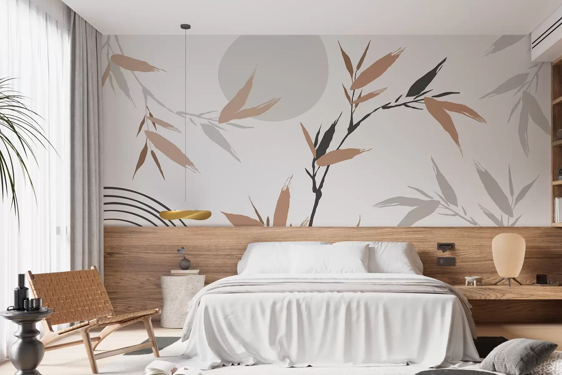 Papier peint photo Branche abstraite avec des feuilles w05398