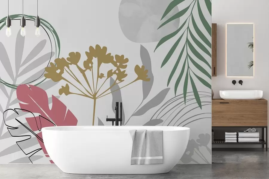 Fotobehang Abstractie met planten w05400v1