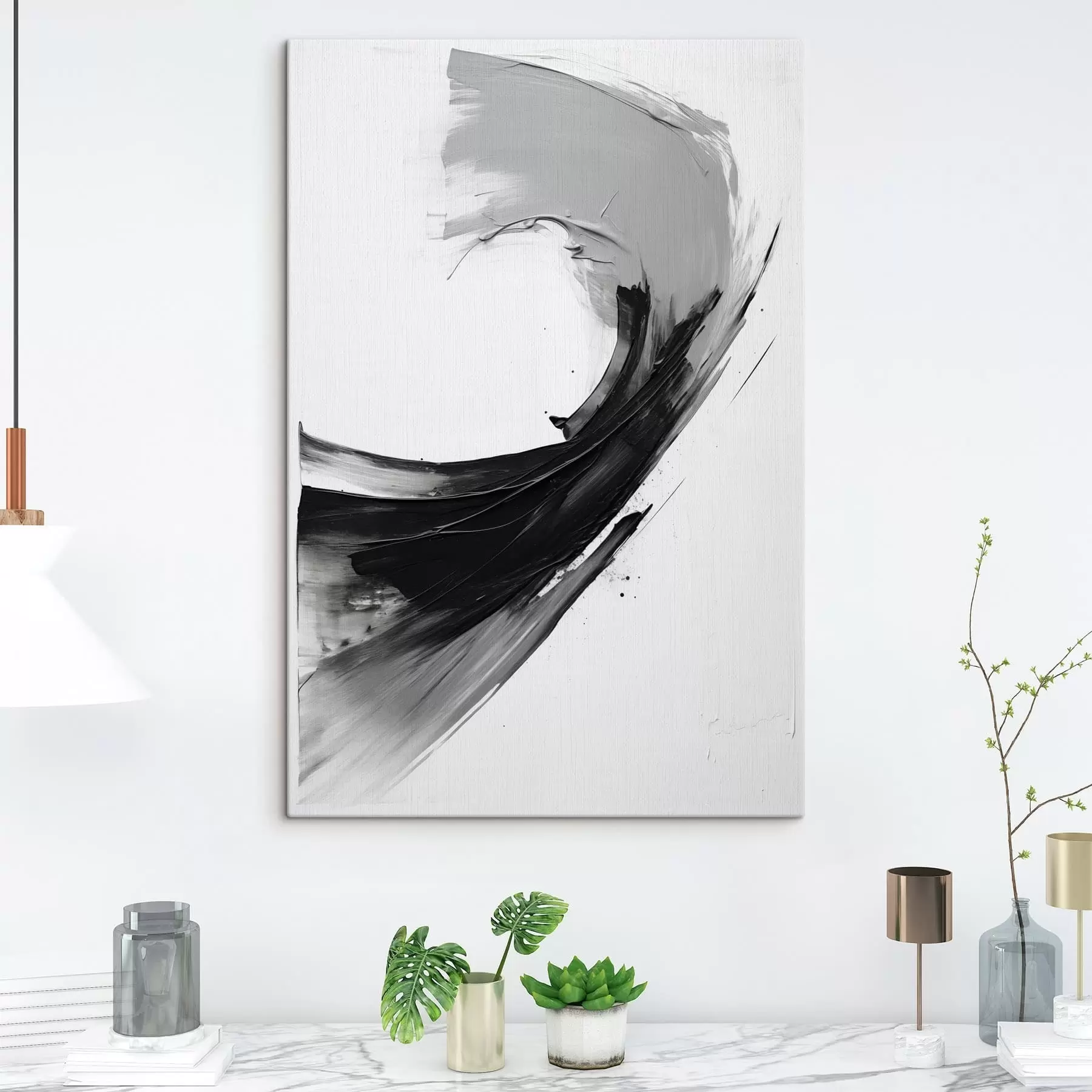  Peintures Coulées de pinceau noires abstraites sur fond blanc s48326