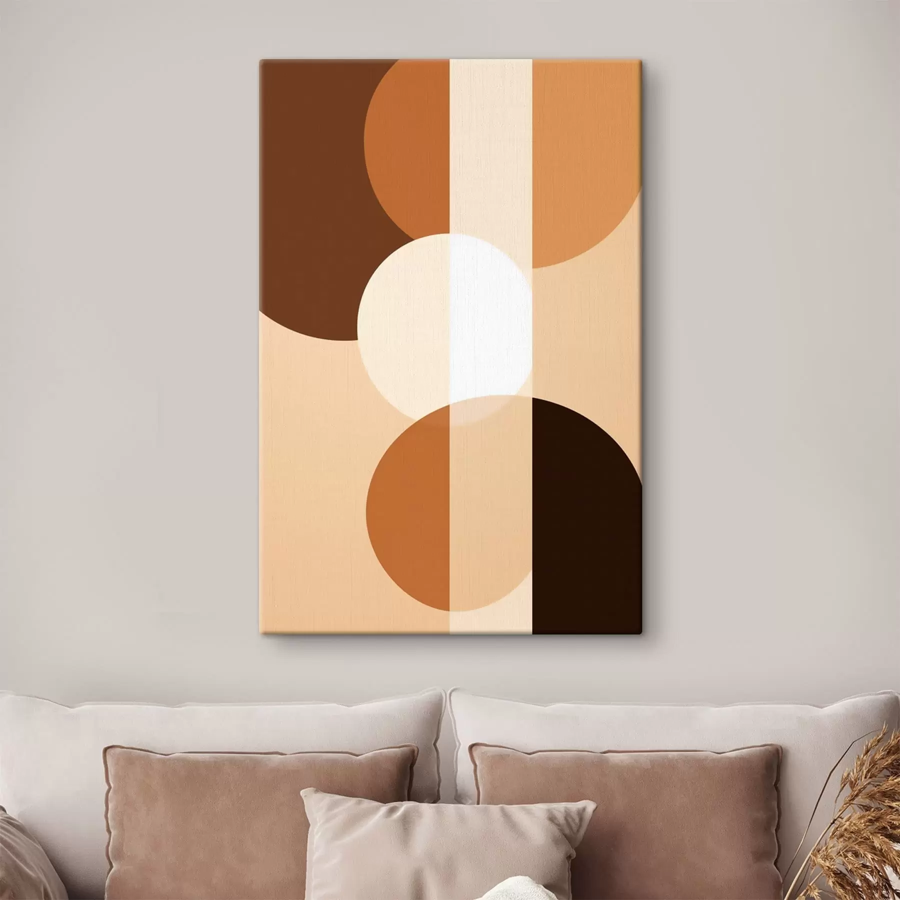  Schilderijen Geometrische cirkels en vormen in warme tinten s48350