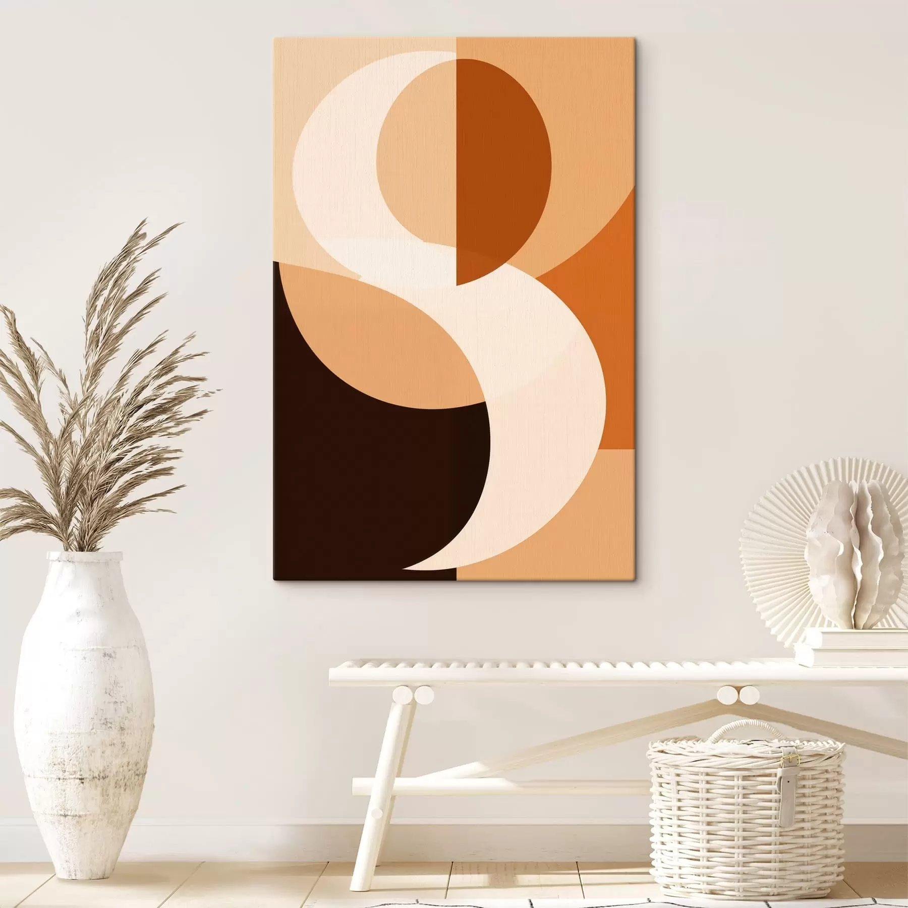  Peintures Des formes géométriques dans des tons chauds de beige et de marron s48352