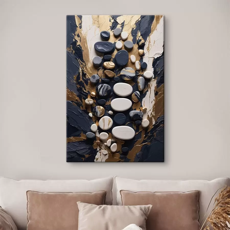  Peintures Composition abstraite de pierres dans des tons bleu foncé s48357