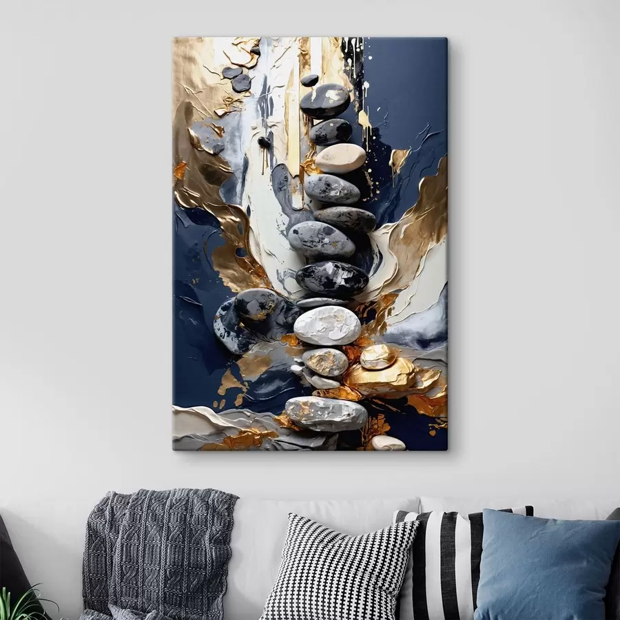  Peintures Composition abstraite avec des pierres et des traits texturés s48362