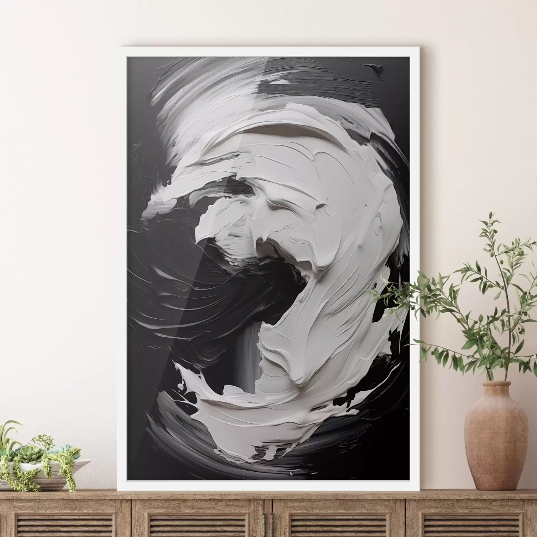 Fotobehang Abstracte zwart-witte streken met textuur f48333