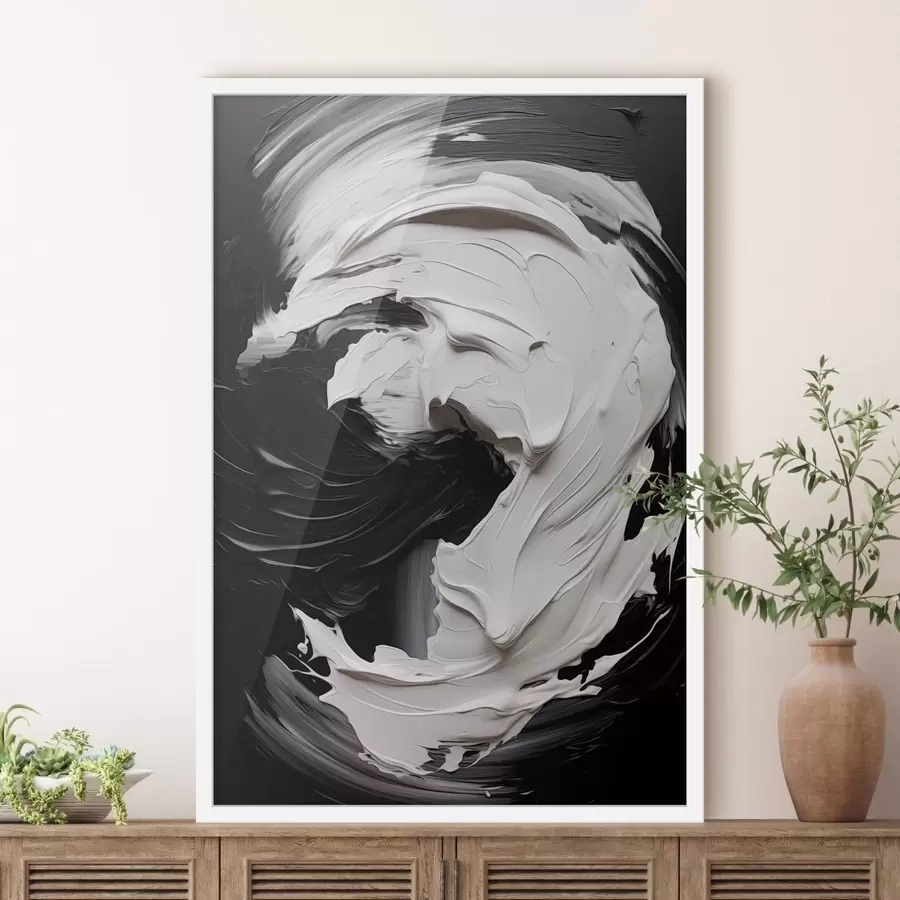 Fotobehang Abstracte zwart-witte streken met textuur f48333