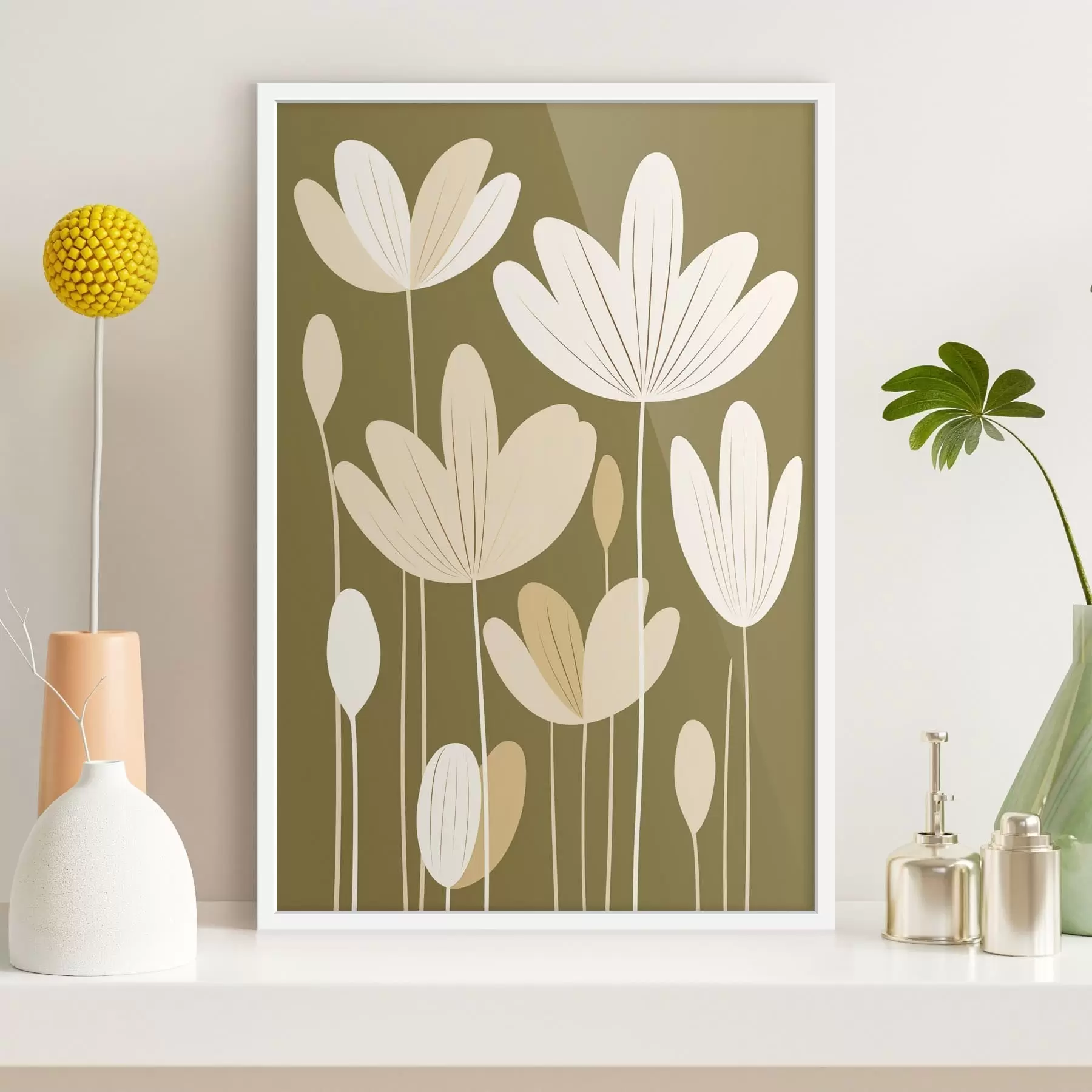 Fotobehang Gestileerde bloemen in een minimalistisch ontwerp f48349