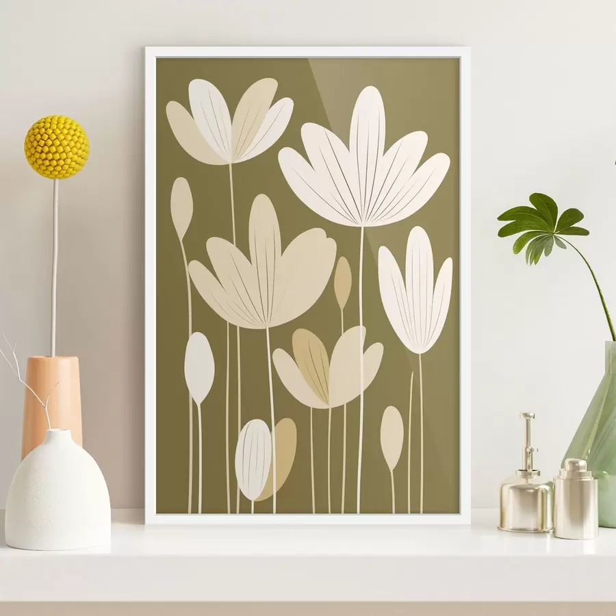 Fotobehang Gestileerde bloemen in een minimalistisch ontwerp f48349