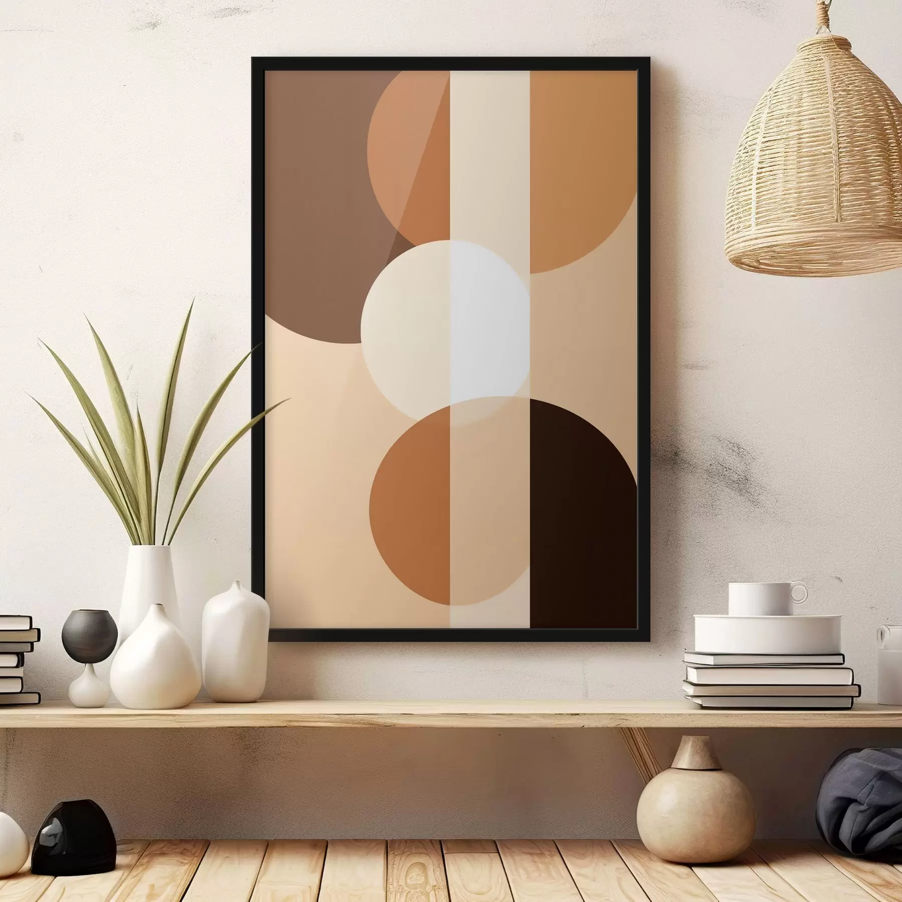 Fotobehang Geometrische cirkels en vormen in warme tinten f48350