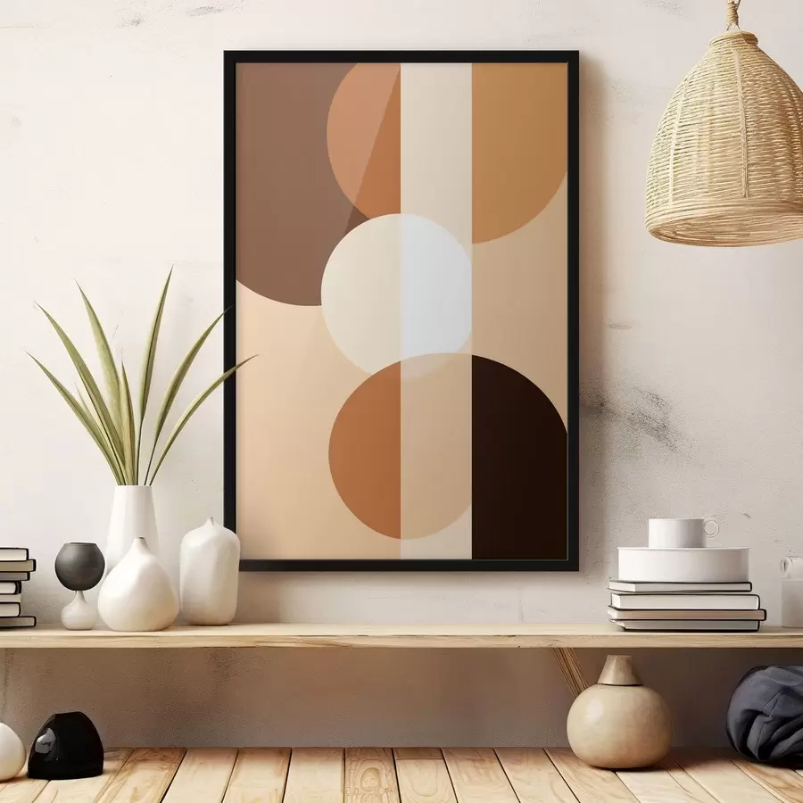 Papier peint photo Cercles et formes géométriques dans des tons chauds f48350