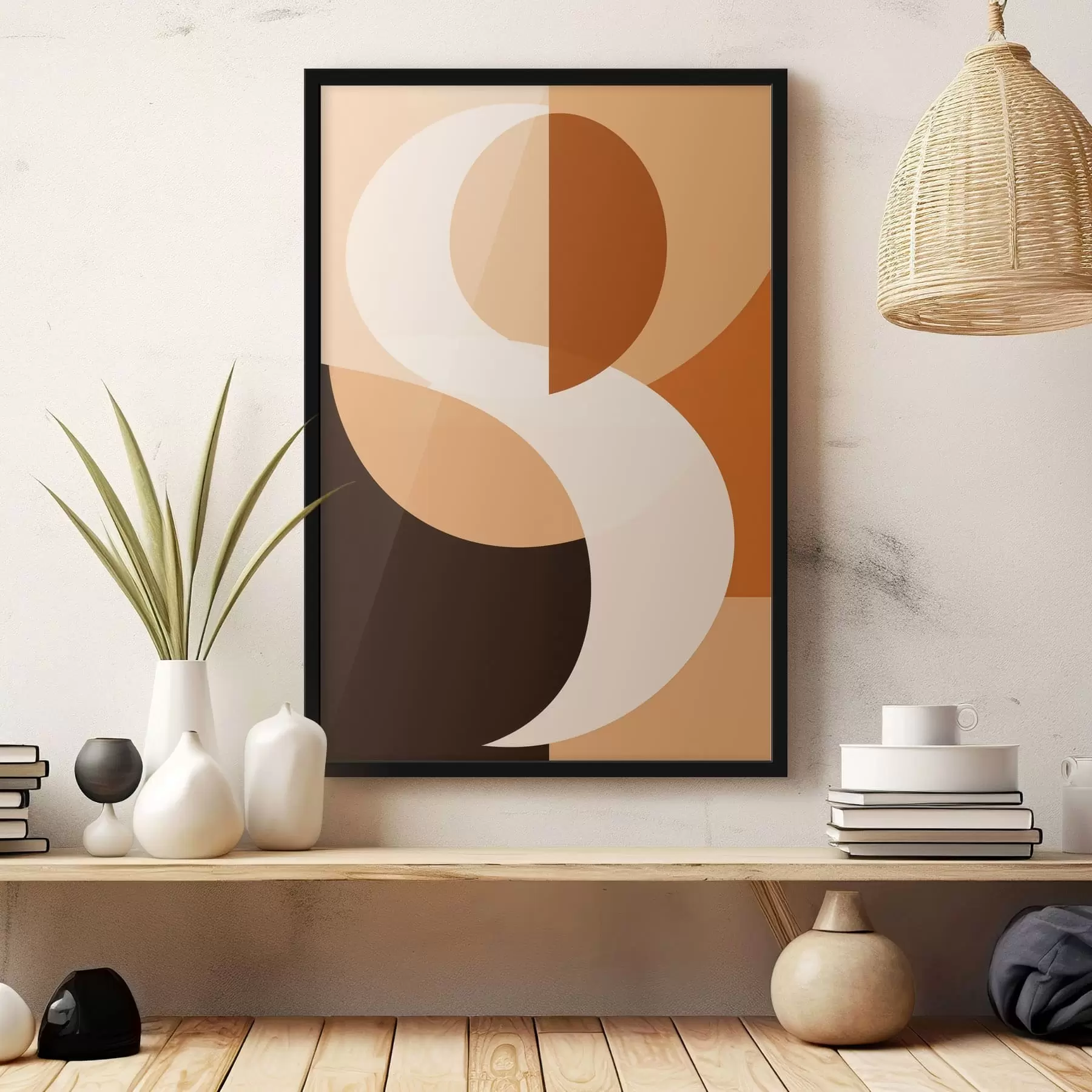 Fotobehang Geometrische vormen in warme beige- en bruintinten f48352