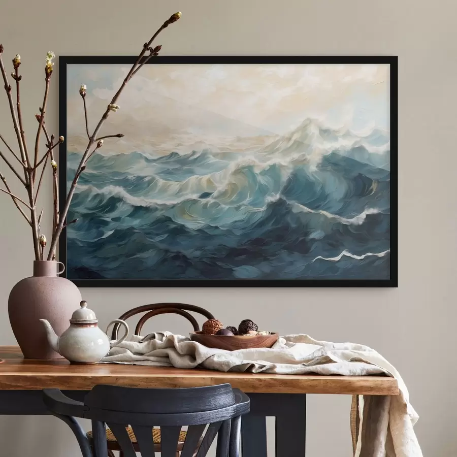 Fotobehang Zeegolven in schilderachtige stijl f48490