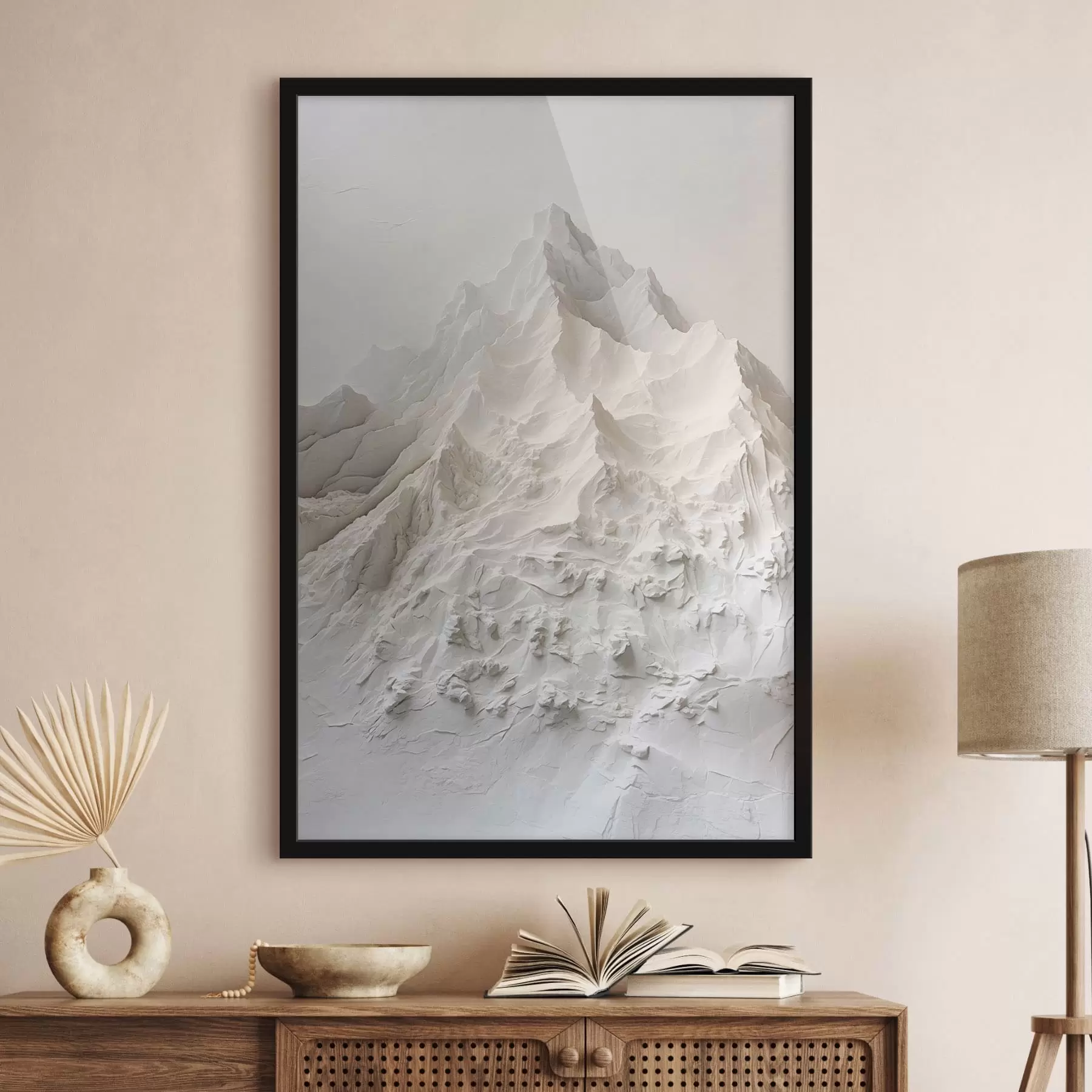 Papier peint photo Formes montagneuses abstraites et texturées dans des tons clairs f48495