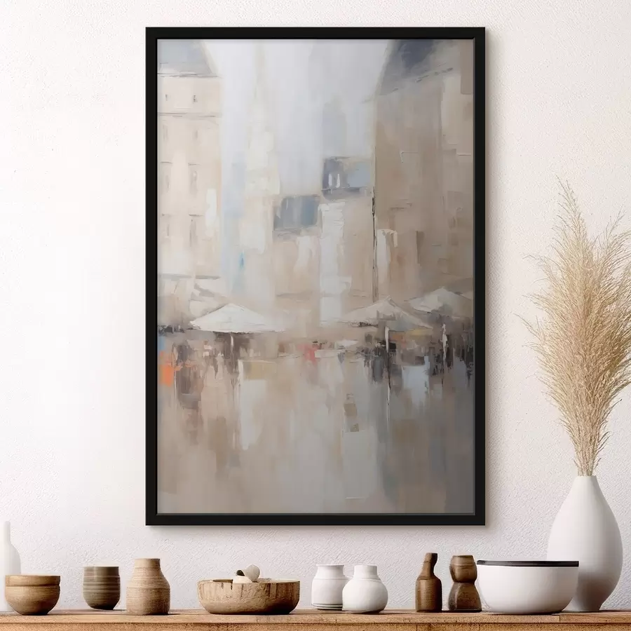 Fotobehang Abstracte imitatie van een stadsgezicht uit de schilderkunst f48501