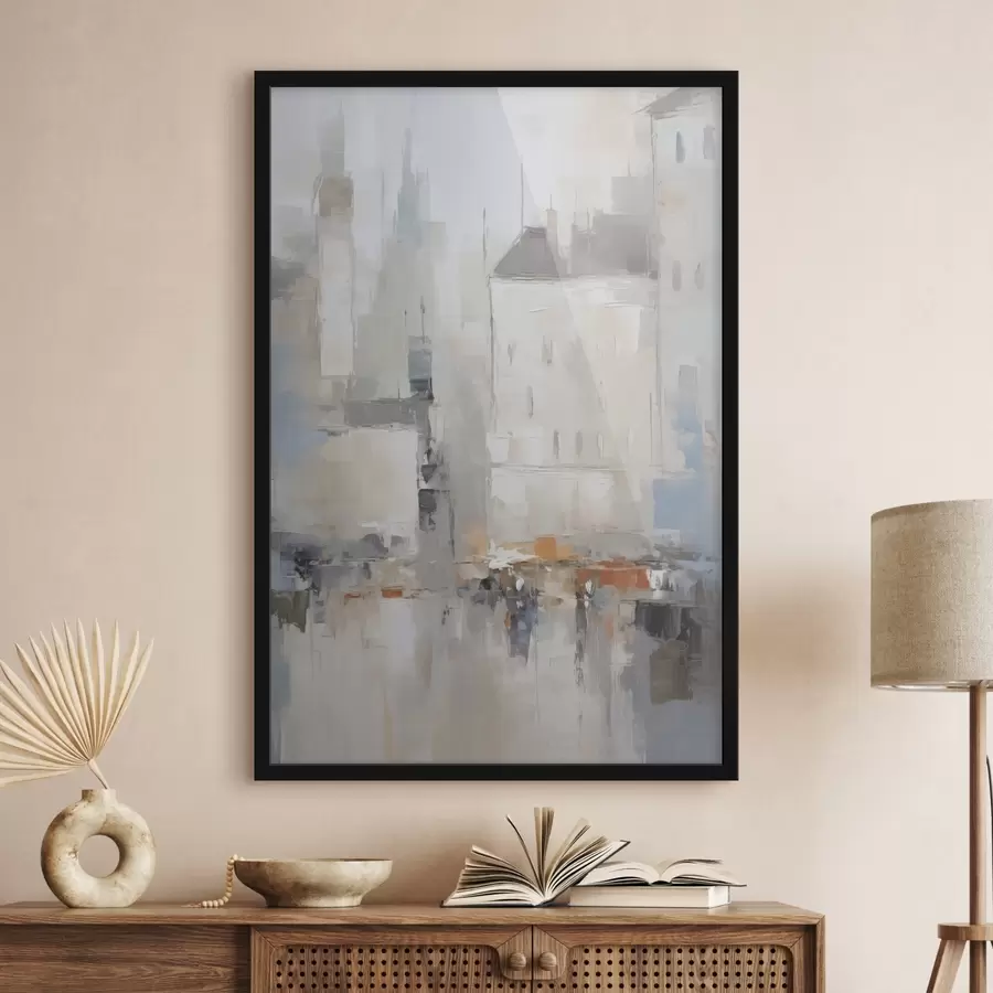 Fotobehang Abstracte imitatie van een stadsgezicht uit de schilderkunst f48502