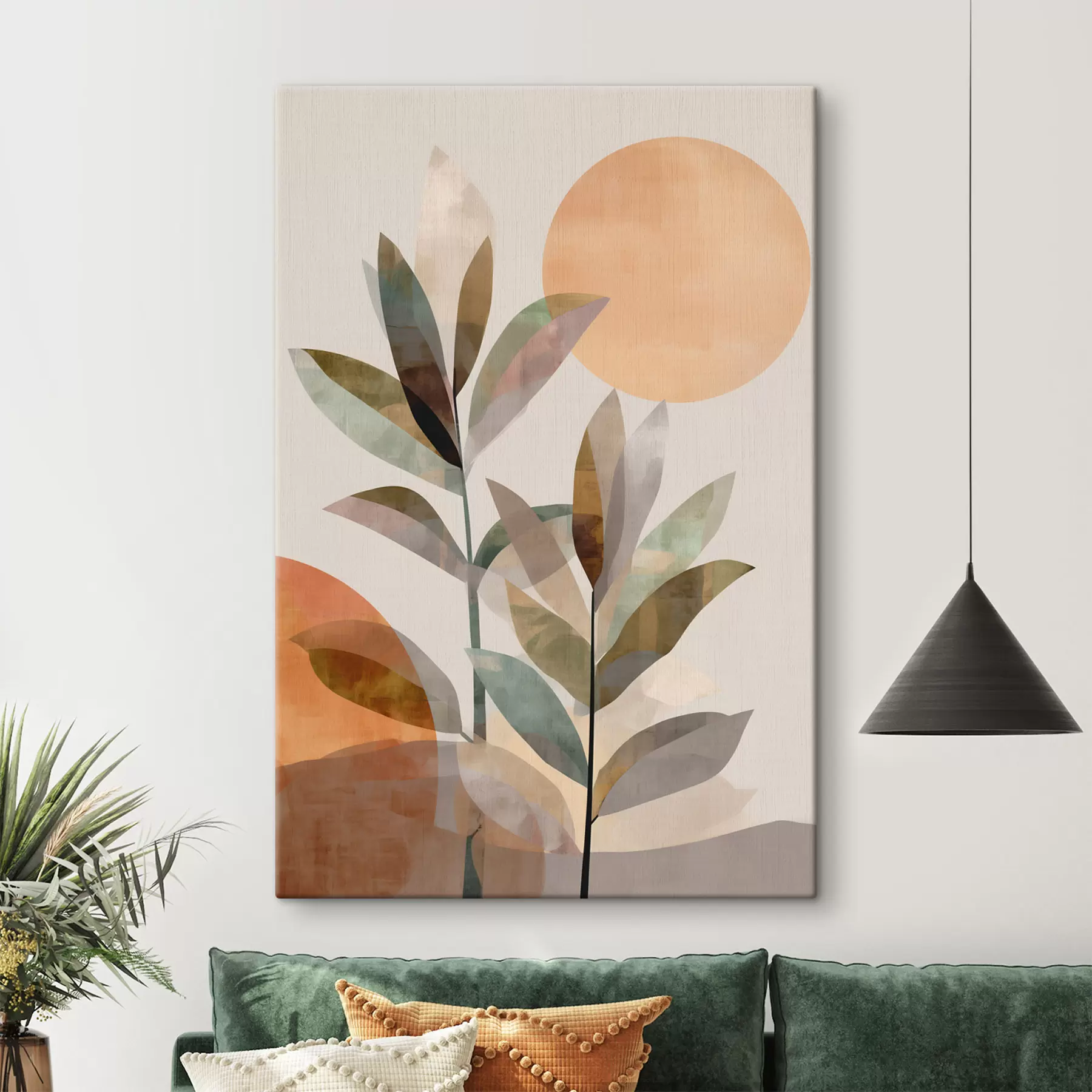  Schilderijen Abstracte plantenbladeren s48519