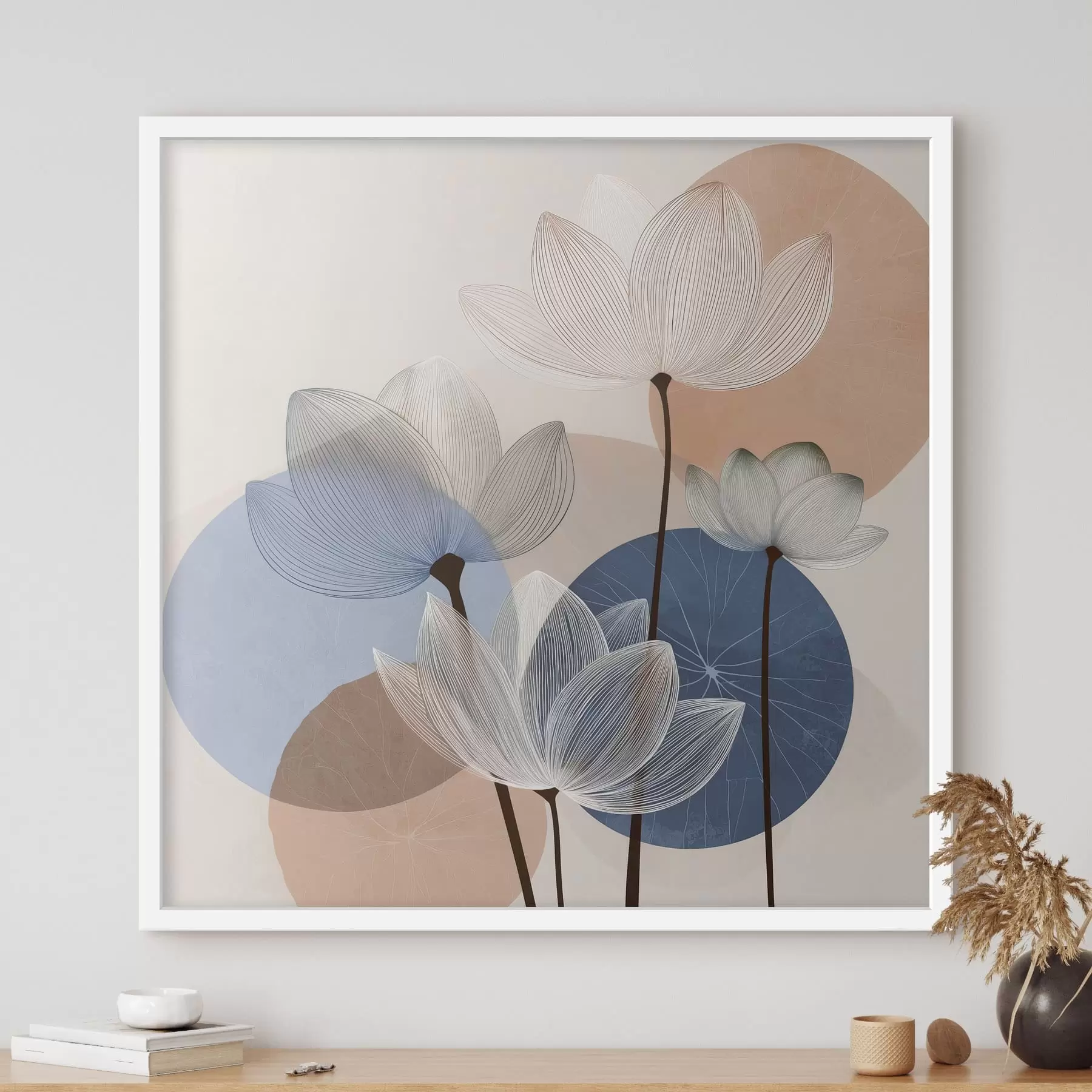 Papier peint photo Lotus abstrait avec des cercles f48277
